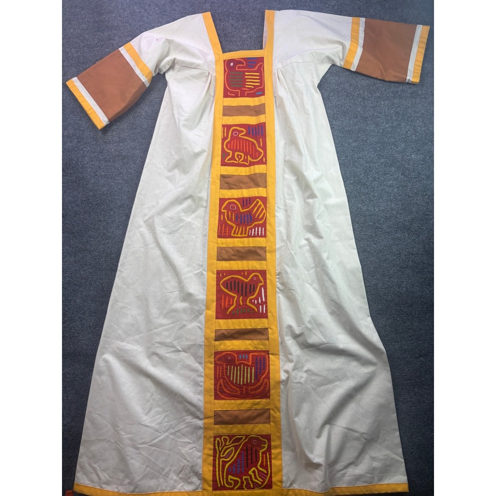 Crossroads Maxi Dress Women S Kaftan Mola Bird Embroidered Cotton Vintage